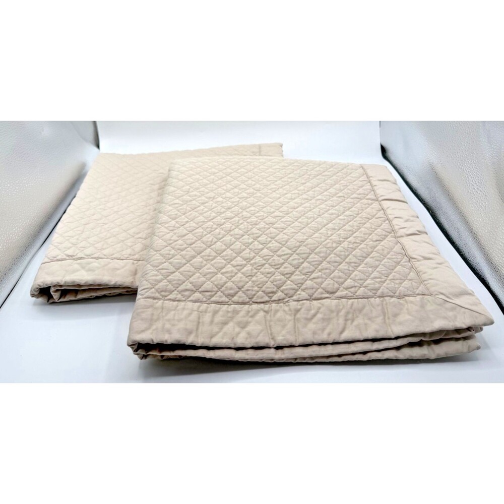 2 Ralph Lauren Euro Shams Diamond Quilted Beige Taupe Neutral Mint